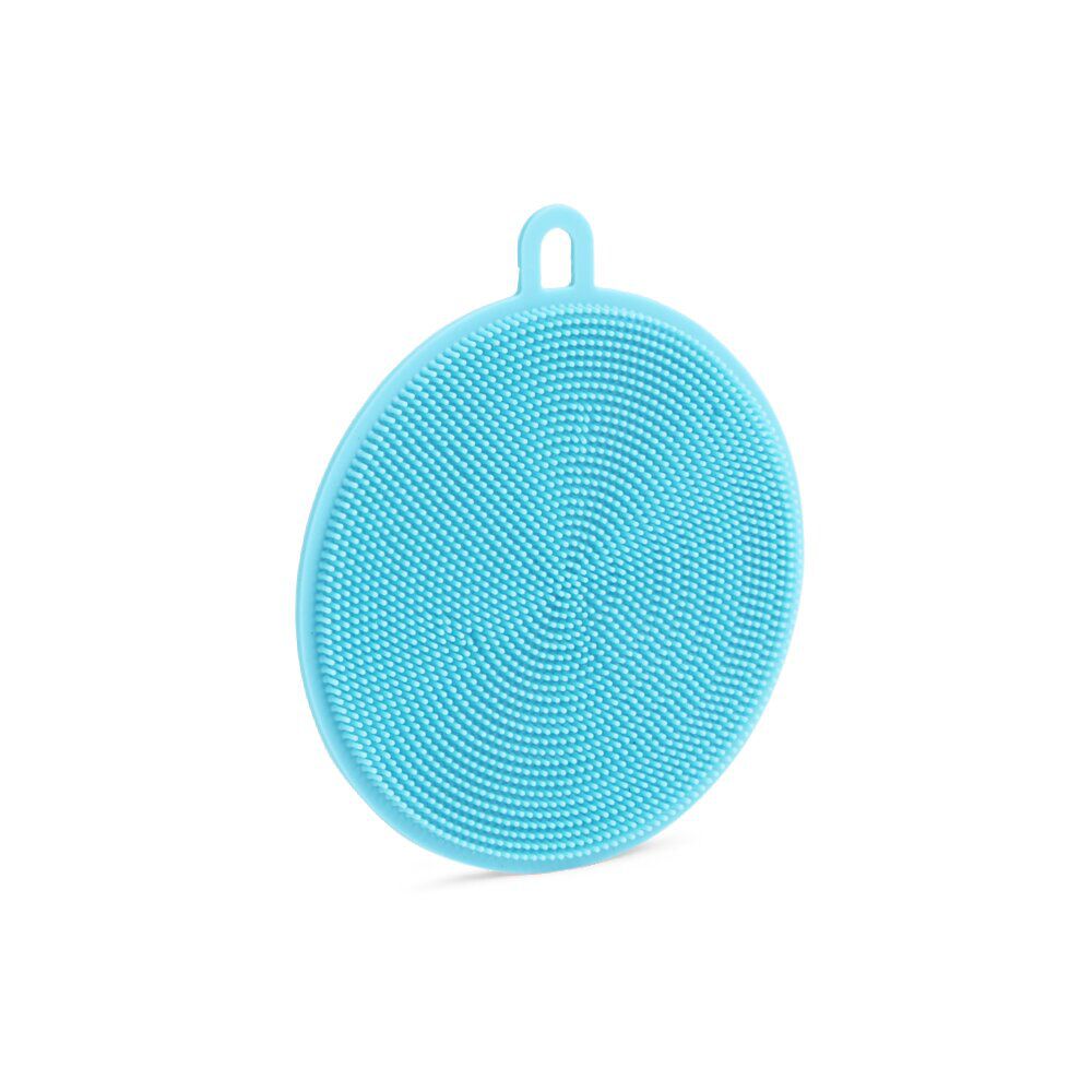Lot de 2 éponges silicone jaune et bleu 13x11,5cm