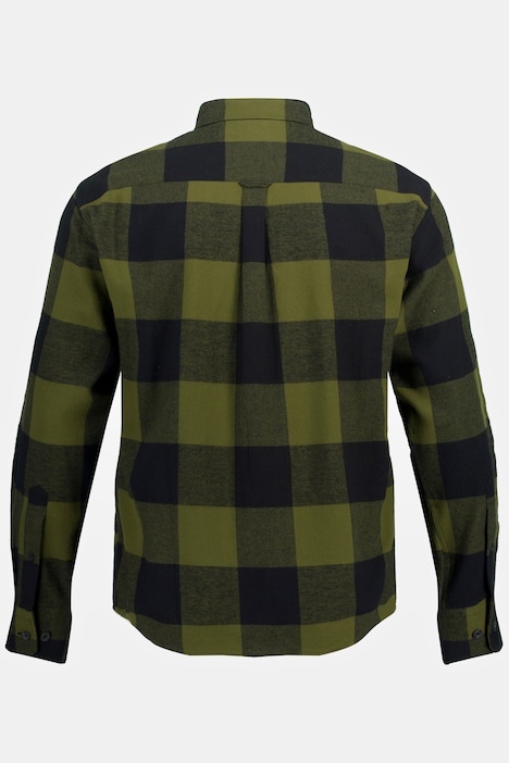 STHUGE Karo-Flanellhemd, Langarm, Modern Fit, Buttondown-Kragen, bis 8 XL