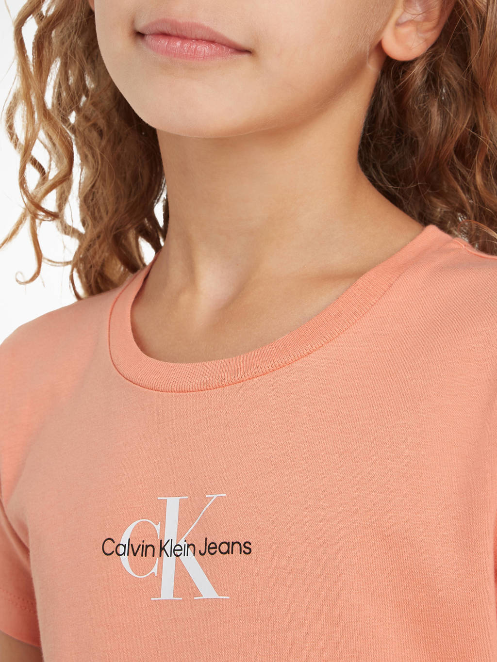 CALVIN KLEIN JEANS T-shirt met logo lichtoranje