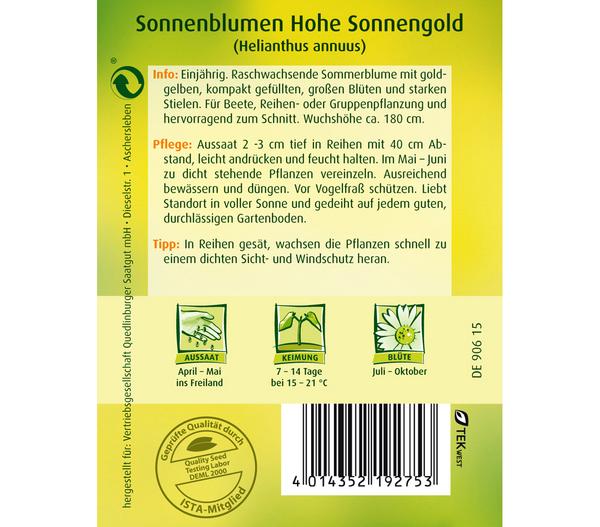 Quedlinburger Samen Sonnenblume 'Hohe
