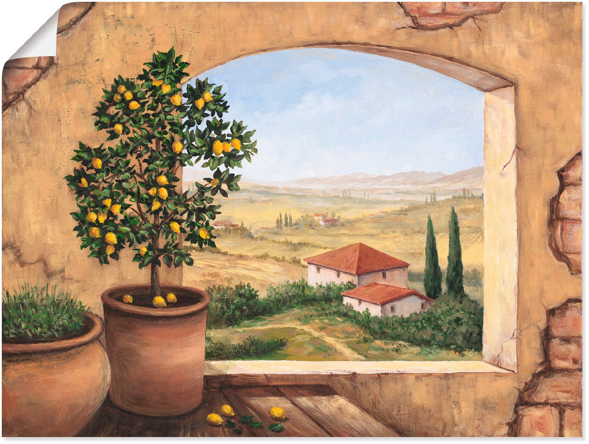 Artland Wandbild »Fenster in der Toskana« Fensterblick 1 Stk. tlg. als Alubild, Outdoorbild, Leinwandbild, Poster, Wandaufkleber