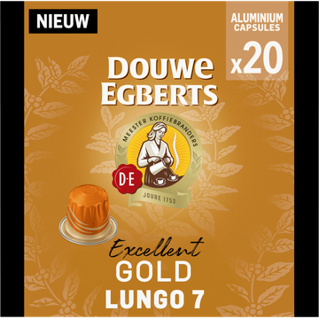 Douwe Egberts Excellent Gold Lungo 7 Gemalen Koffie 20 Capsules 104 g