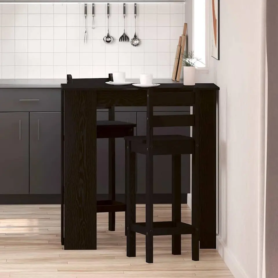 vidaXL - Bartafel met schappen - Zwart eiken - Bewerkt hout - 102x50 cm
