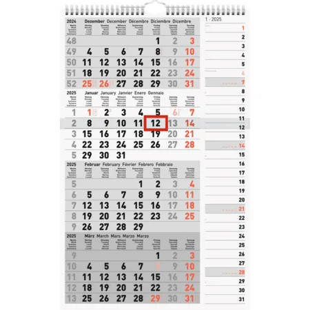 rido/idé 4-Monatskalender '25 grau | 300×490 mm