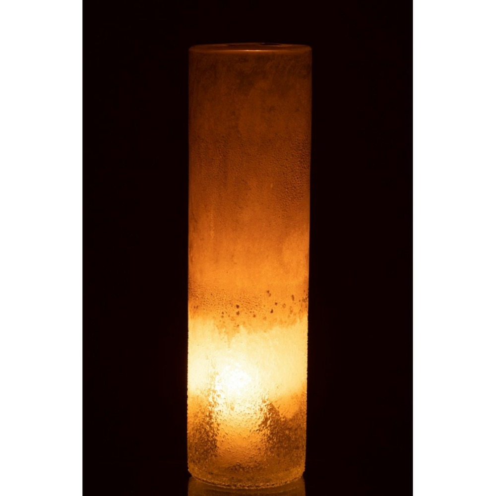 Vase cylindre en verre beige 11x11x41 cm