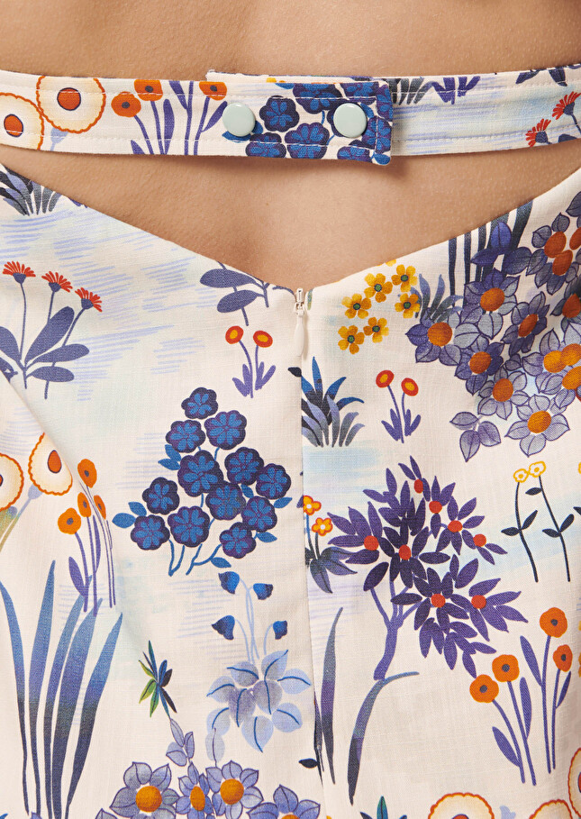 Robe Rebekableue imprimée fleuri en coton