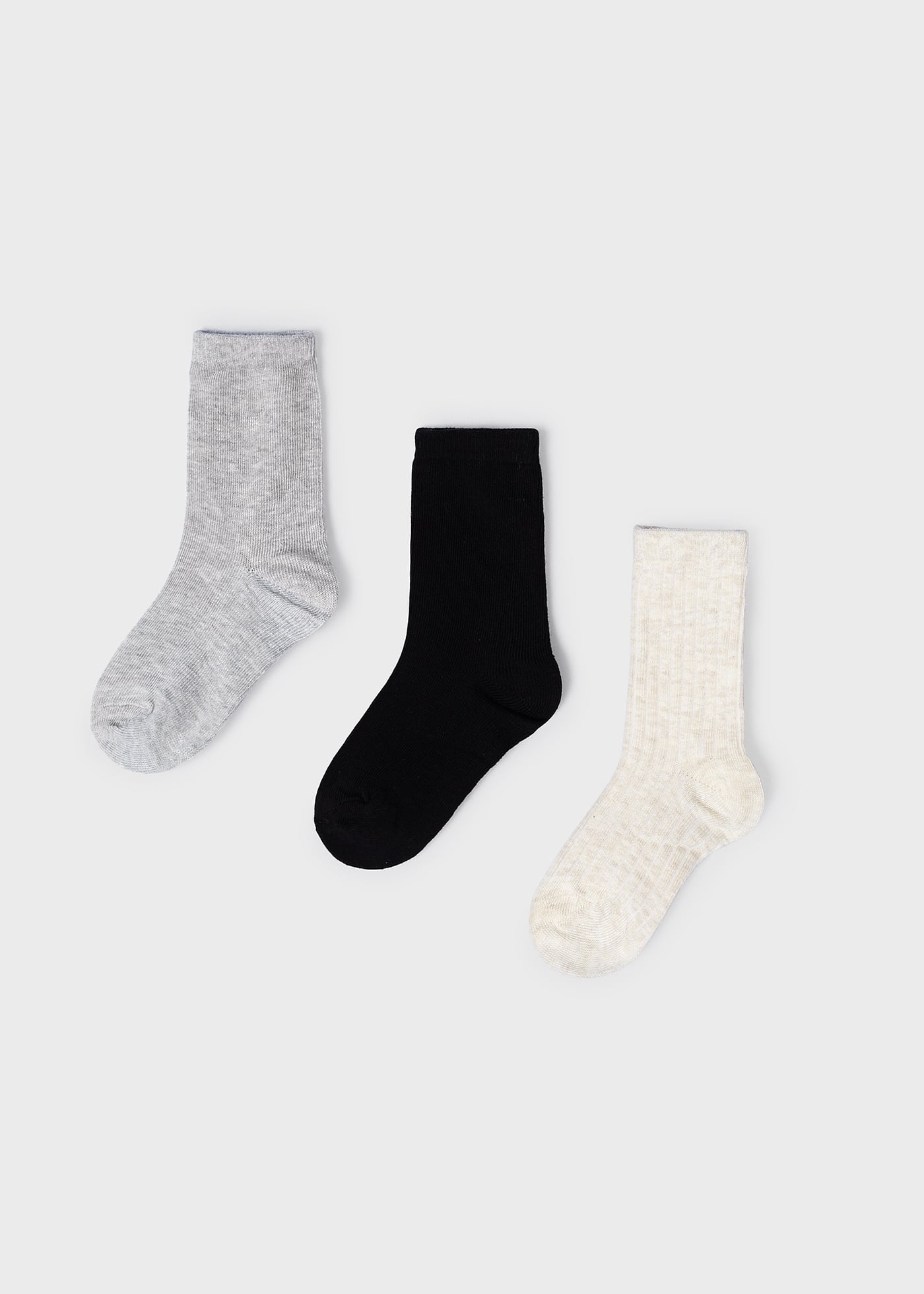 Conjunto de 3 meias lisas de algodão orgânico para meninos