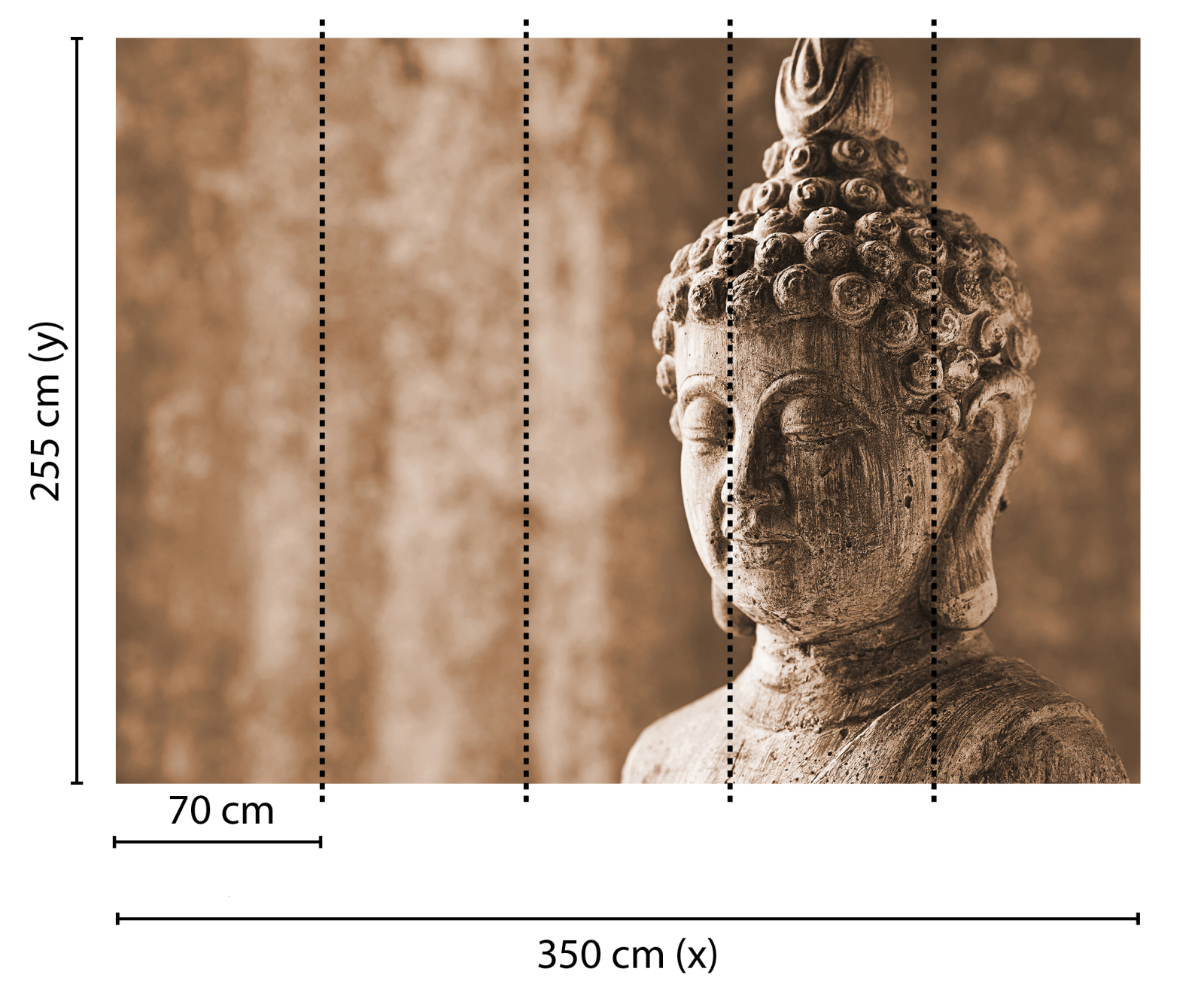 Fototapete DESIGNWALLS - braun-grau - Buddha - 2,55 Meter