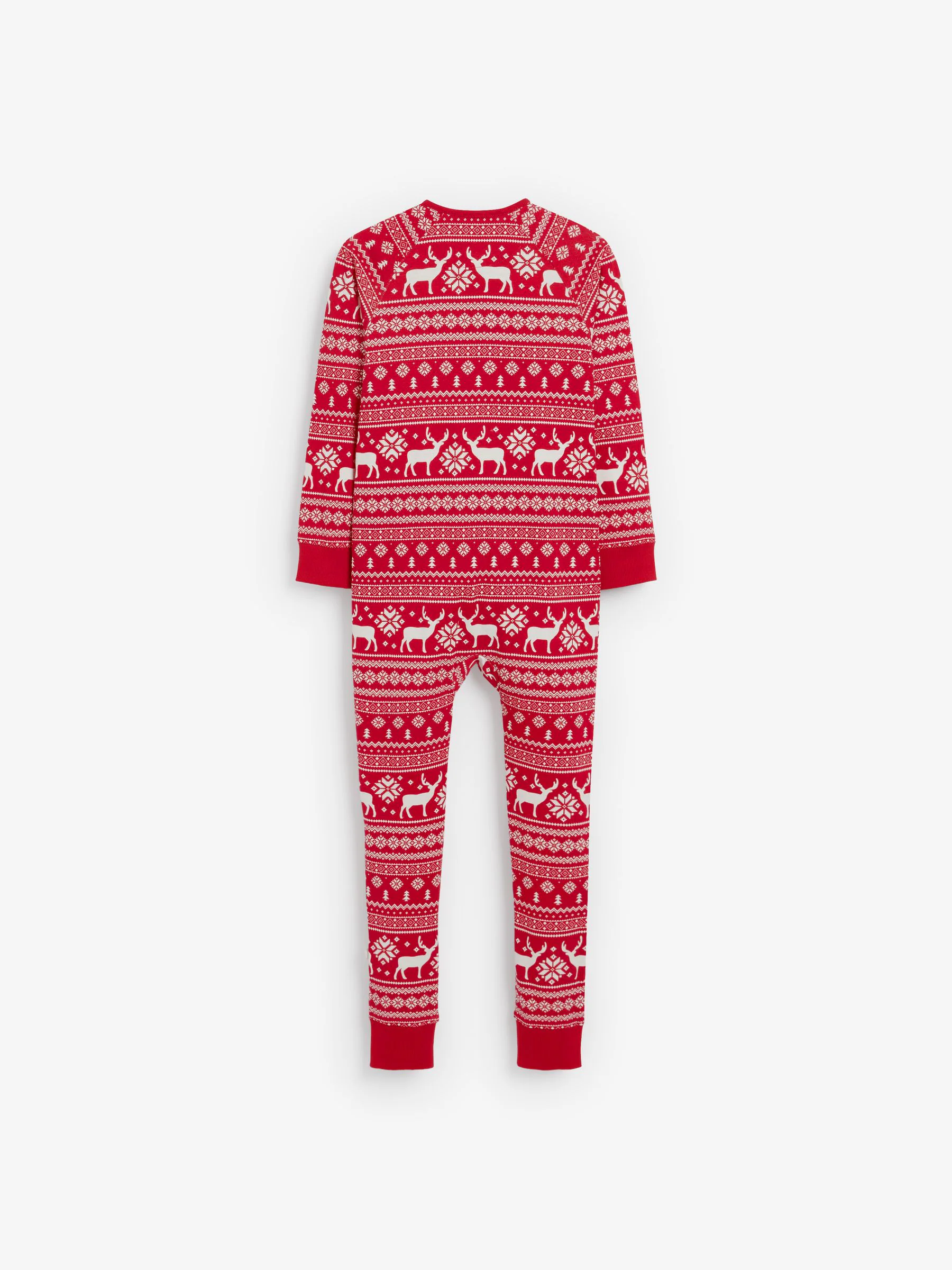 Rood - The Little Tailor Kids Rendier kerstmis fair isle-patroon 100% katoen alles-in-één