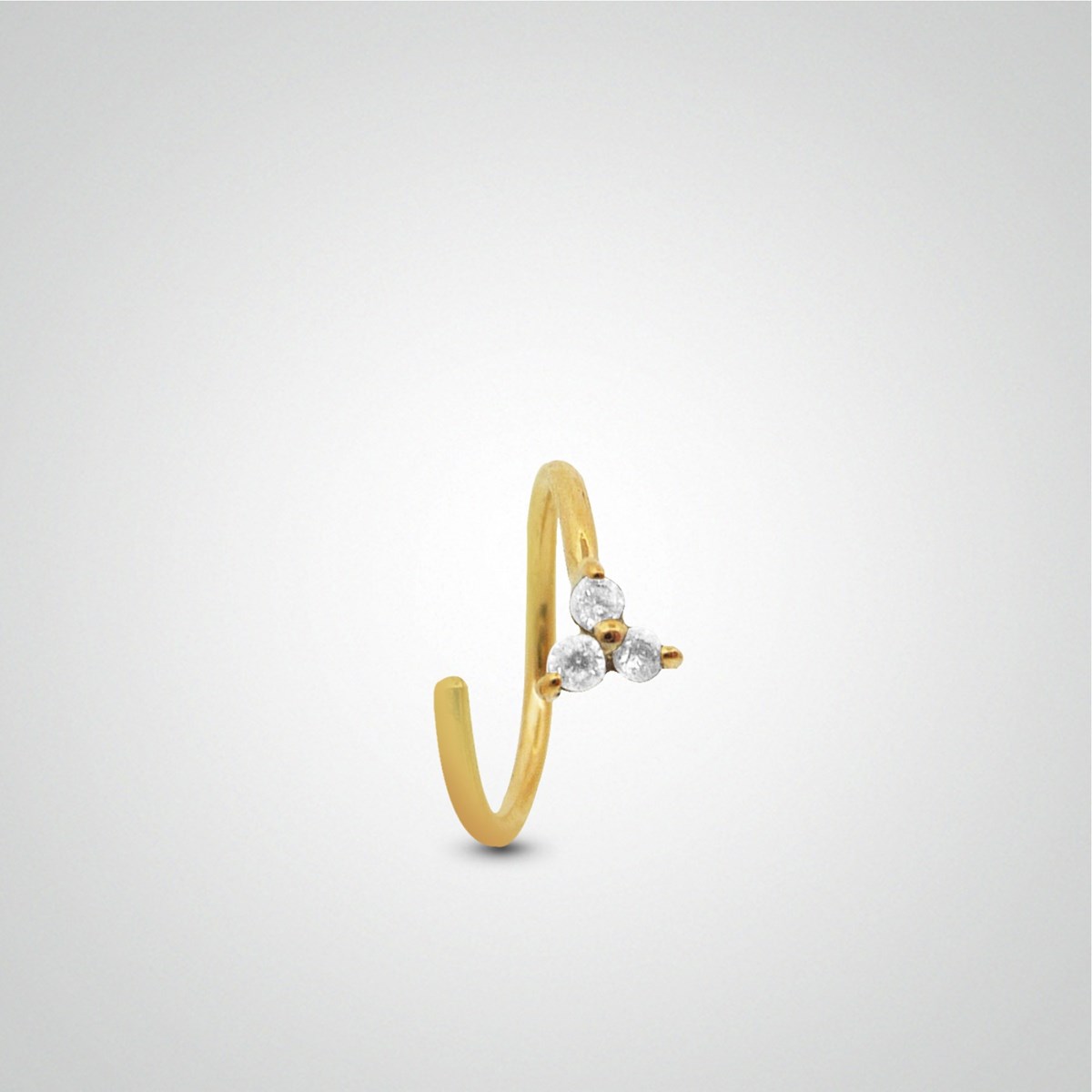 Piercing d'anti-hélix anneau or jaune à écarter avec trèfle zircon