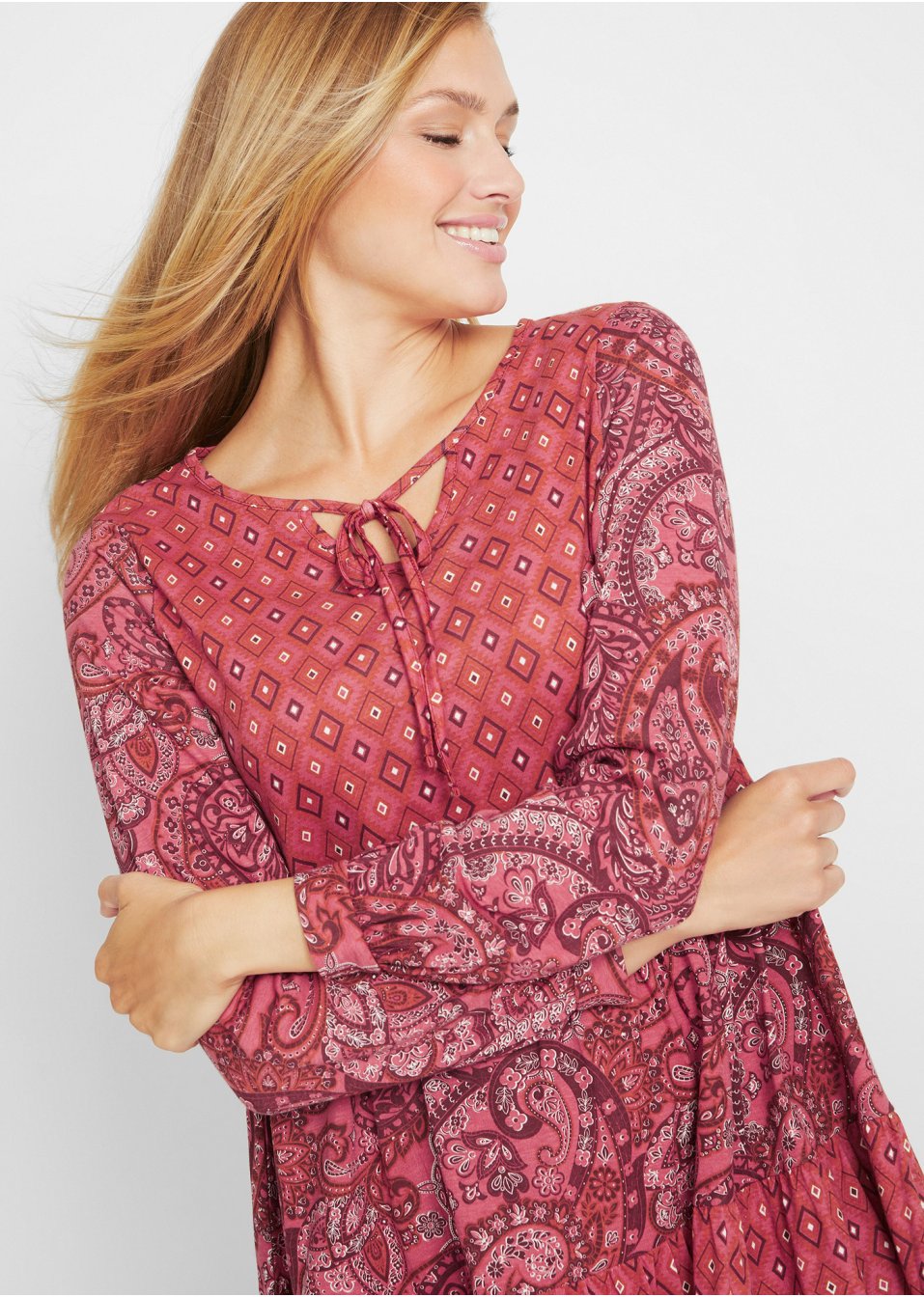 Robe courte en jersey en mélange coton viscose, trapèze