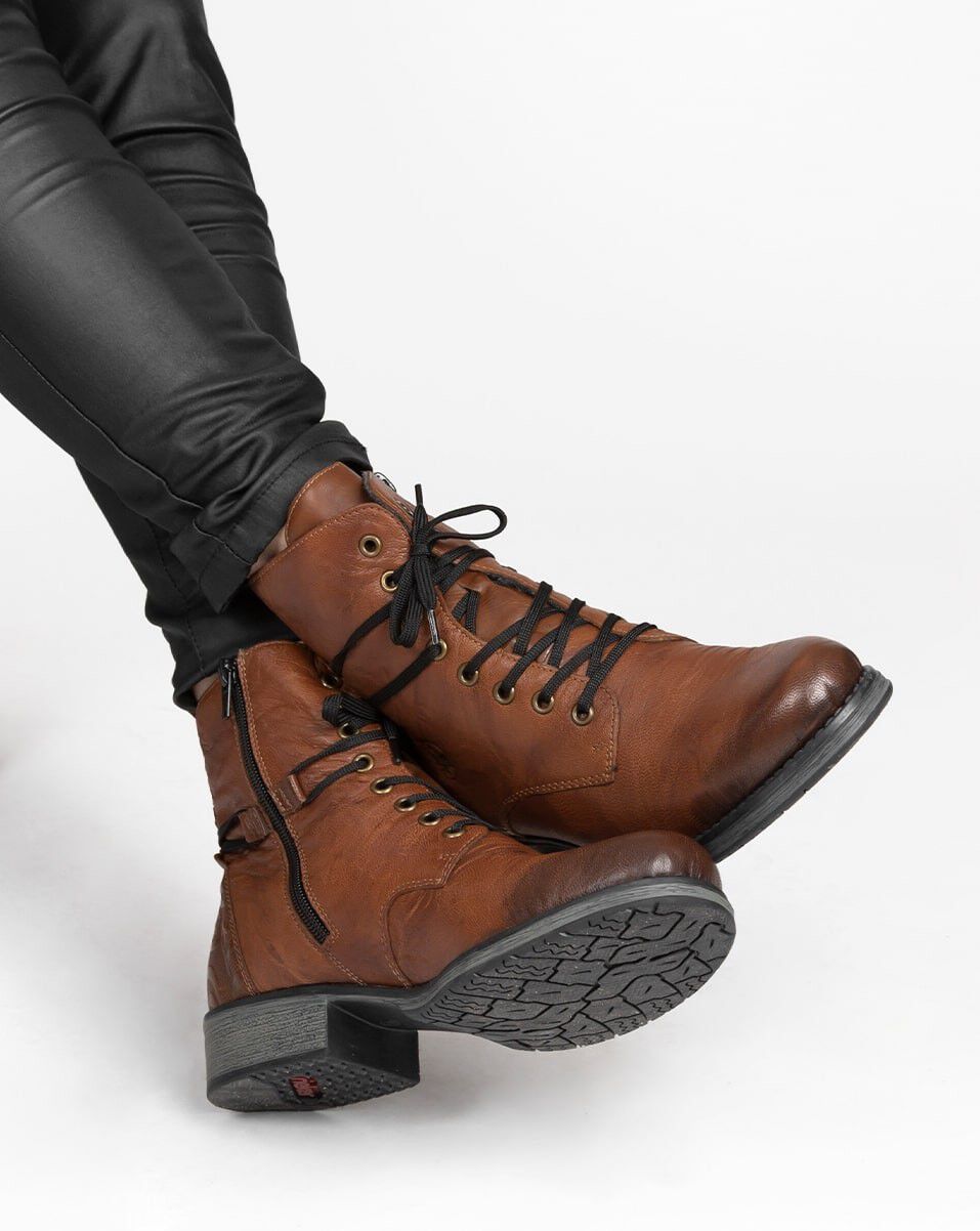 Rieker Dames veterschoenen cognac