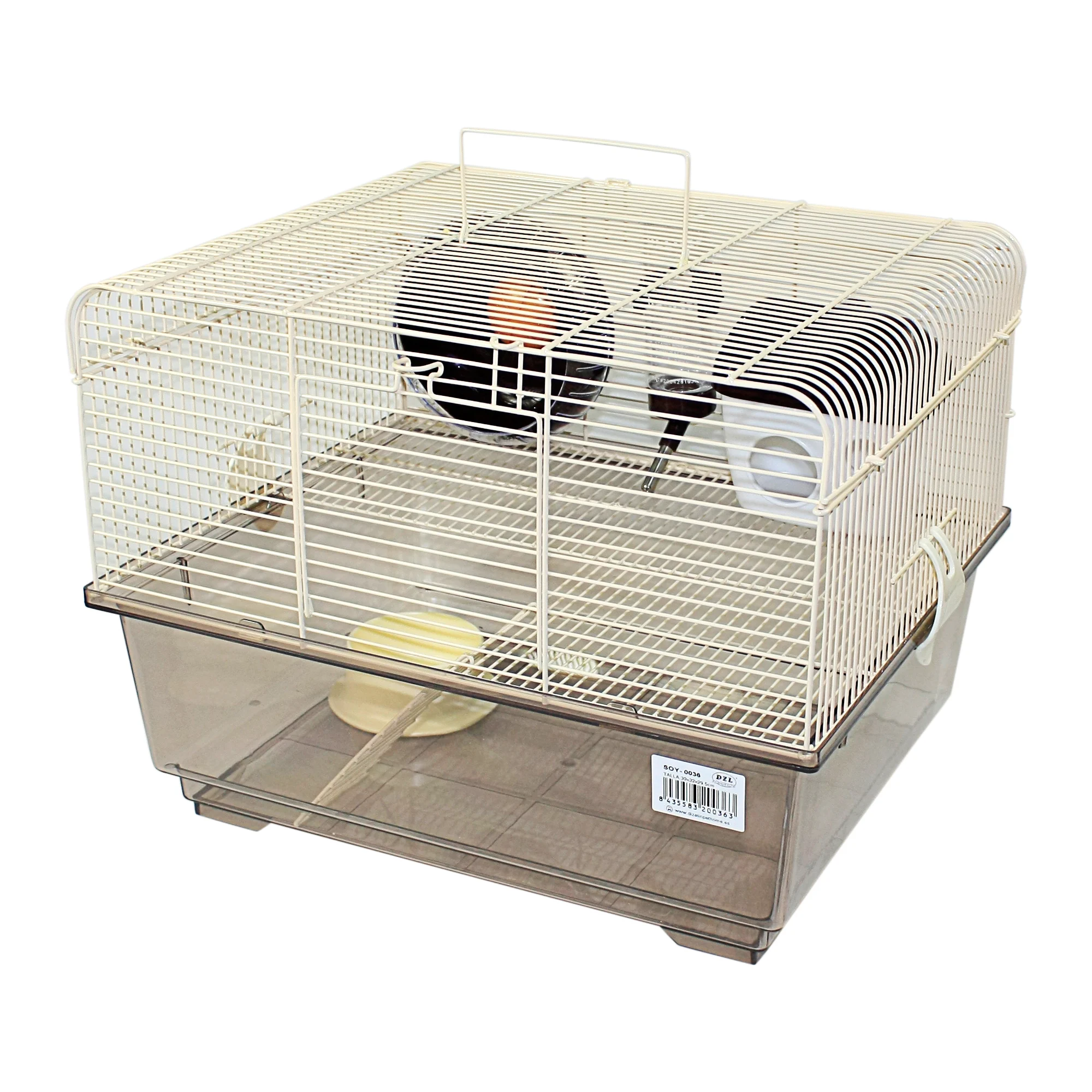 Gaiola Chalé para Hamster 39*32*29,5cm para Pequenos Roedores com Casinha, Comedouro, Bebedouro, Escadas, Roda de Exercícios e Alças