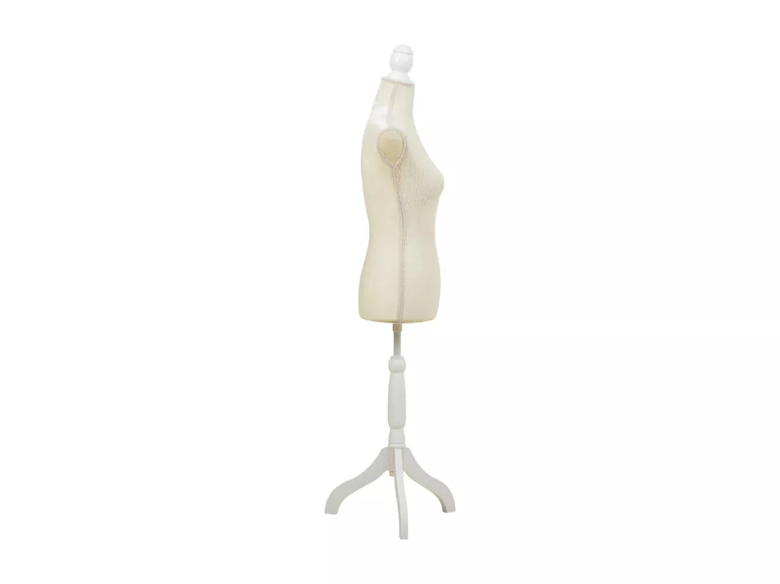 Mannequin en bois et mousse habillé de tissu beige 24x37,5x168h