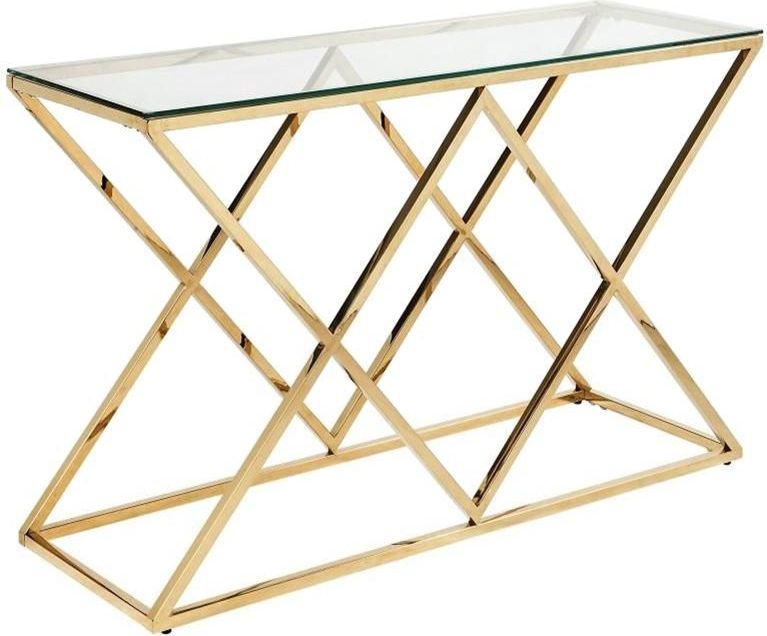 Pascal Morabito - CHARLOTTE - Sidetable - Goudkleurig - Gehard Glas - Staal