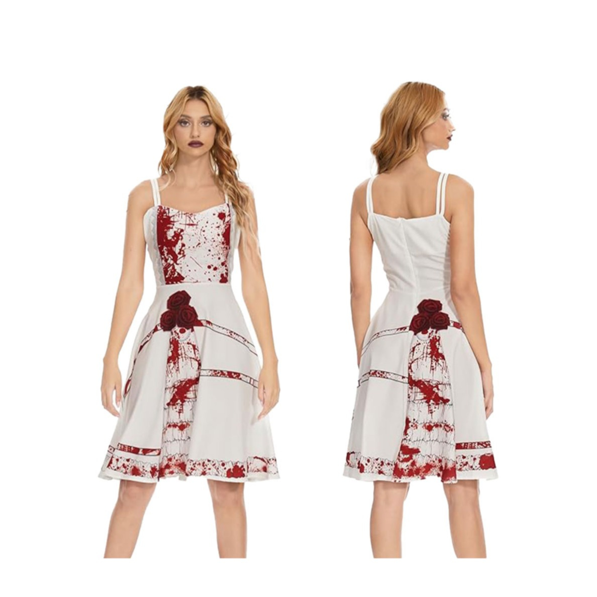 (175cm) Halloween Erwachsenen Kostüm Blutiges Kleid Verkleidung für Motto Partys / Fasnacht - Weiss