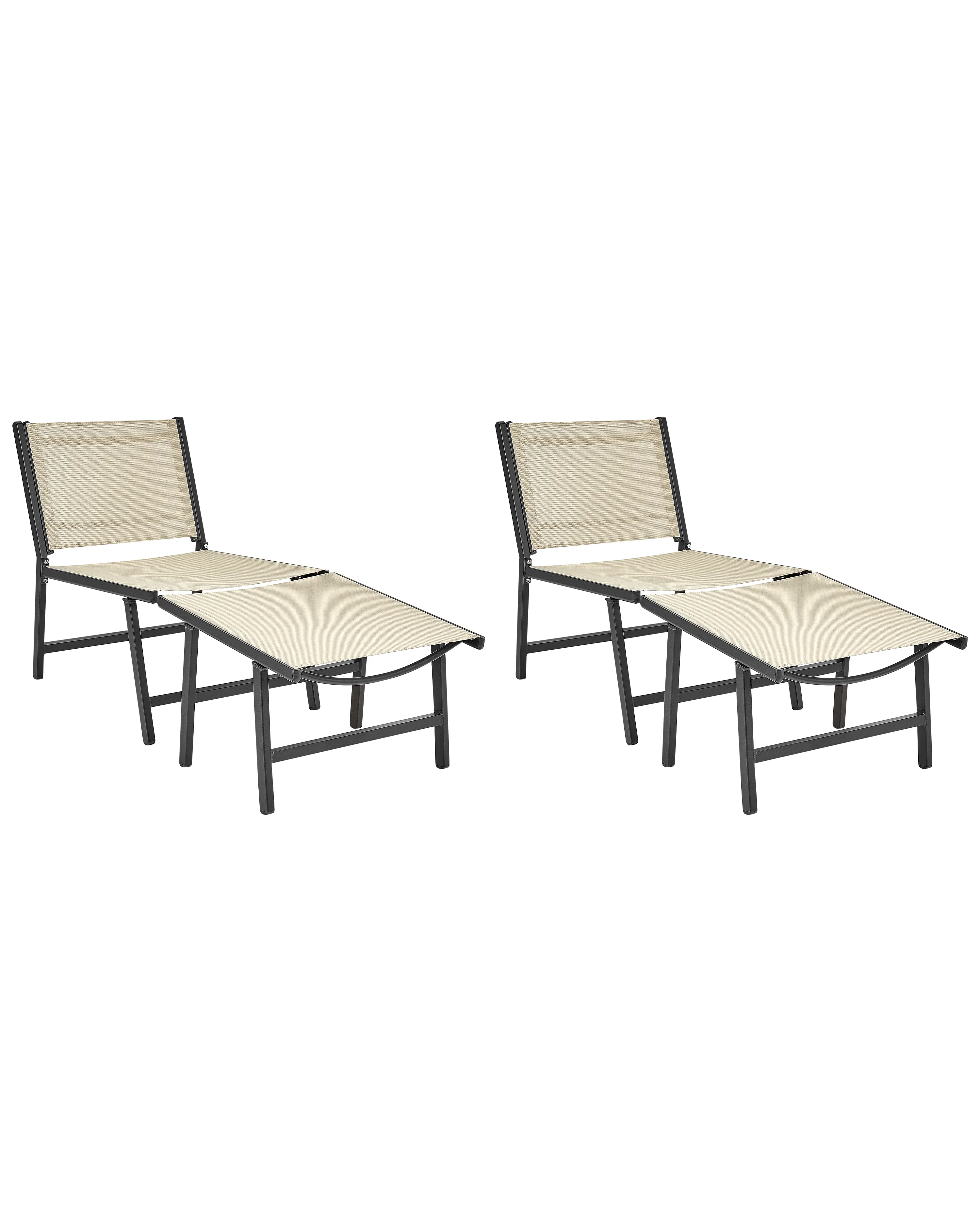 Set van 2 tuinstoelen MARCEDDI met voetenbank Metaal Beige