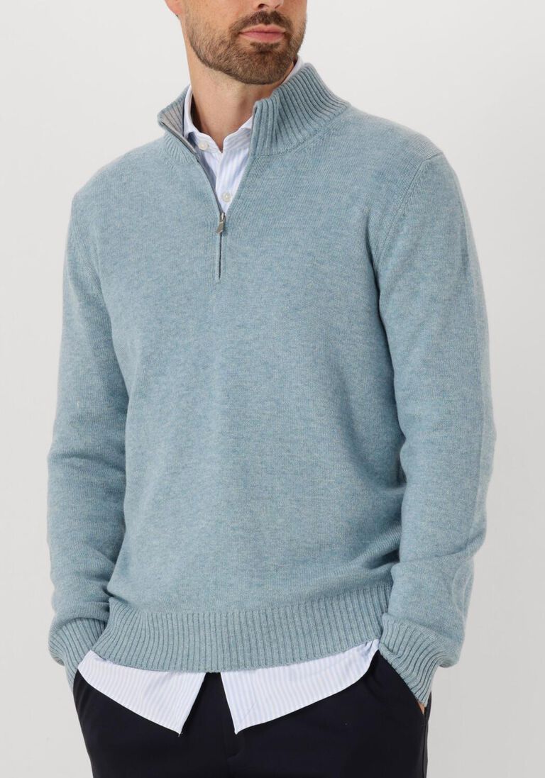lichtblauwe gran sasso trui mock zip