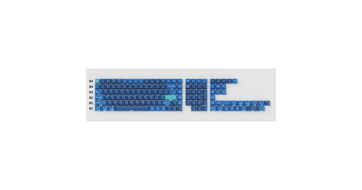 KeychronOEM Dye-Sub PBT Full Keycap-Set - Ocean keycaps  (Donkerblauw/lichtblauw, 137 Stuks, US-Layout (ANSI))