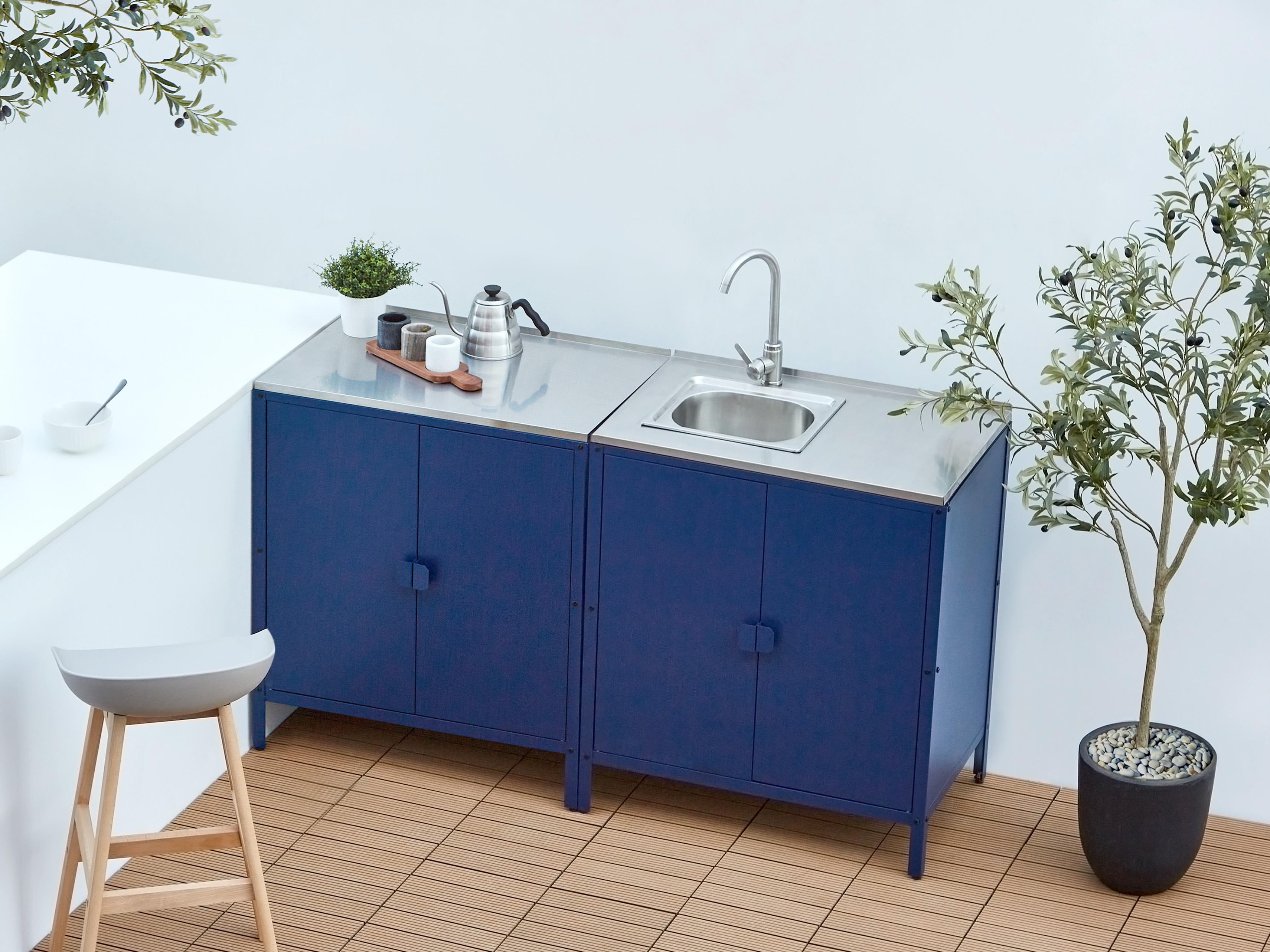 Tuin keukenset 2-delig met spoelbak VILAMA Metaal Blauw