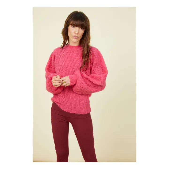 SMALLABLE BASICS Pull Femme Col Rond Alpaga | Rouge framboise