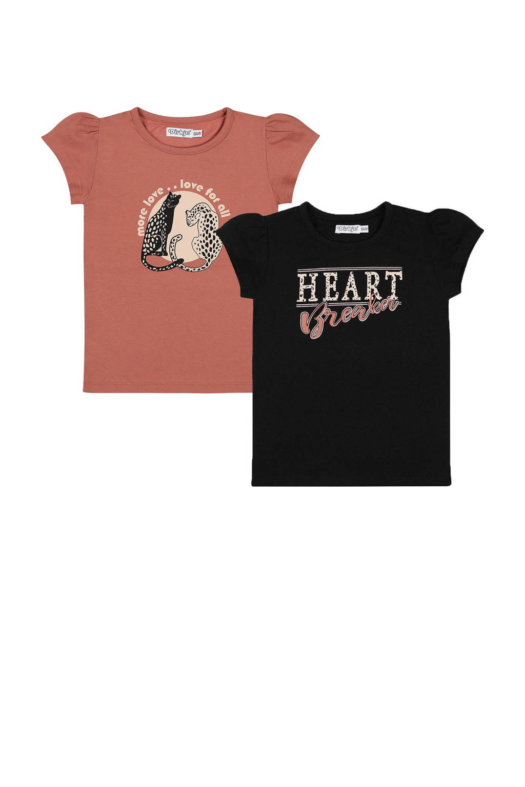 Dirkje t-shirt - set van 2 - roestrood/zwart