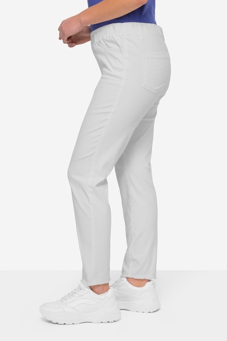 7/8-Slimhose, schmale Passform, 4-Pocket, Fransensaum, mit recyceltem Polyester