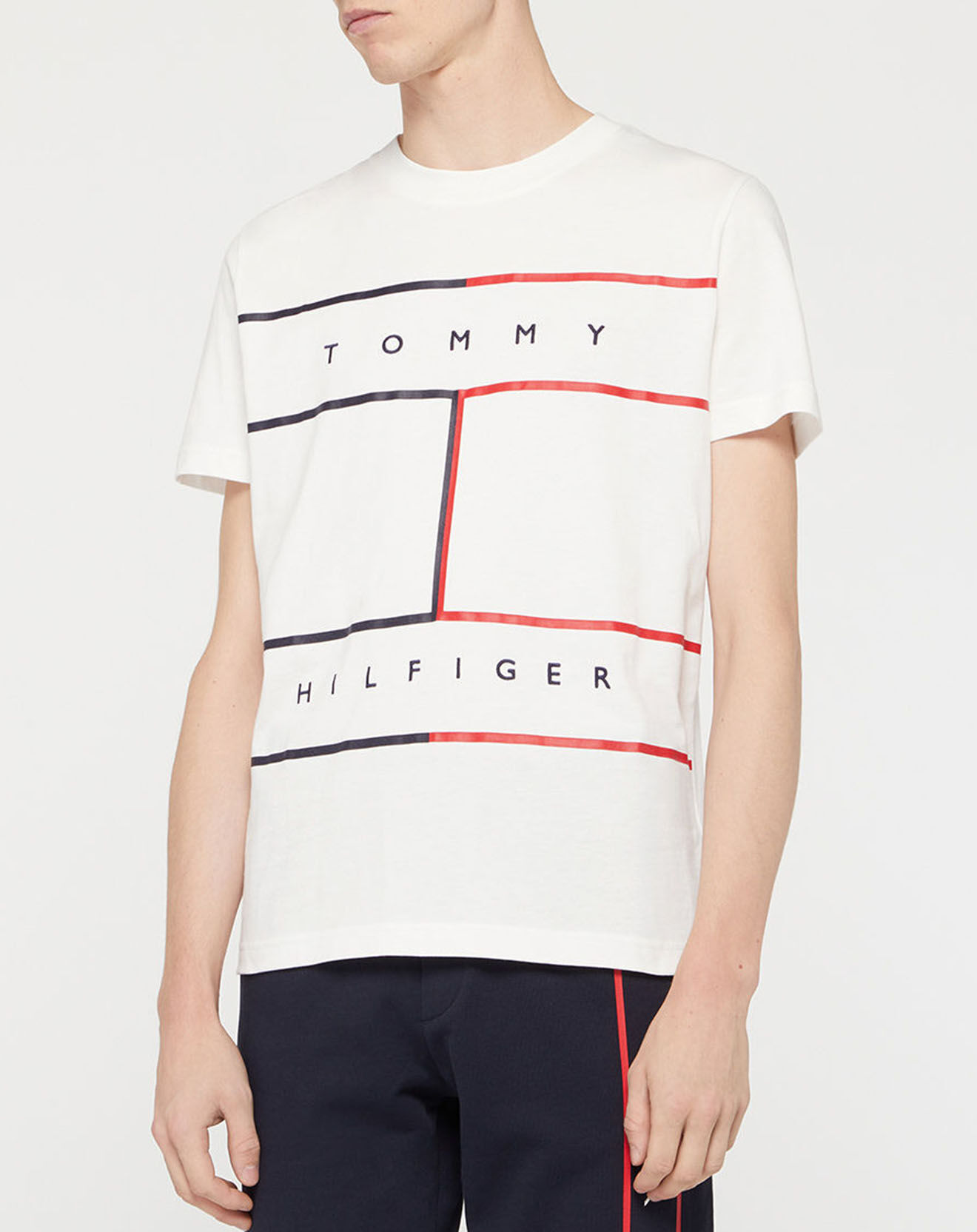 Tommy Hilfiger T-Shirt 100% Coton Bio Large Flag écru