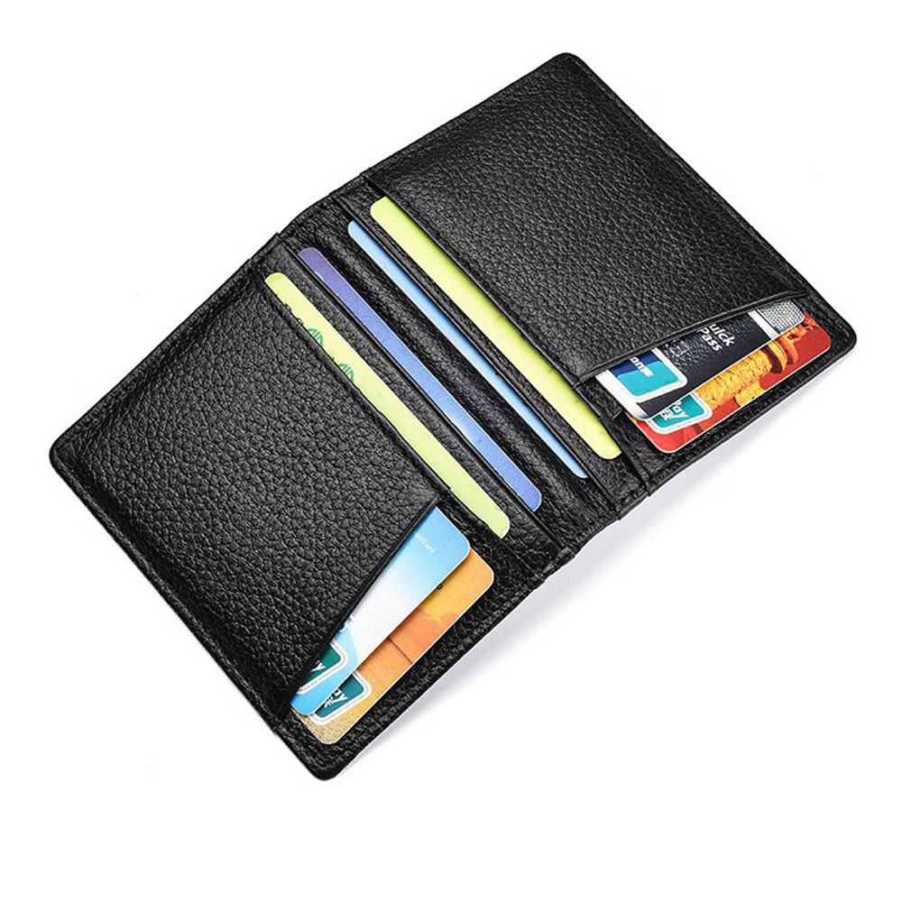 Mini Echtleder Etui Kreditkarten Geldbörse für 10 Karten - Schwarz