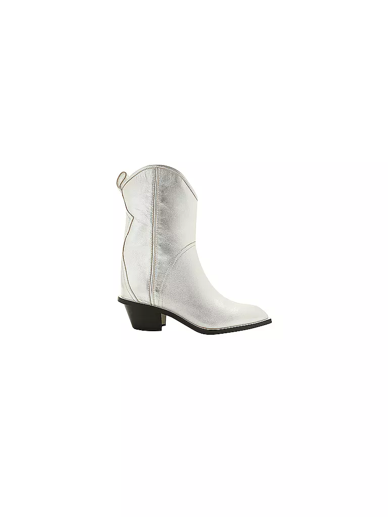 MSGM Lederstiefel silber