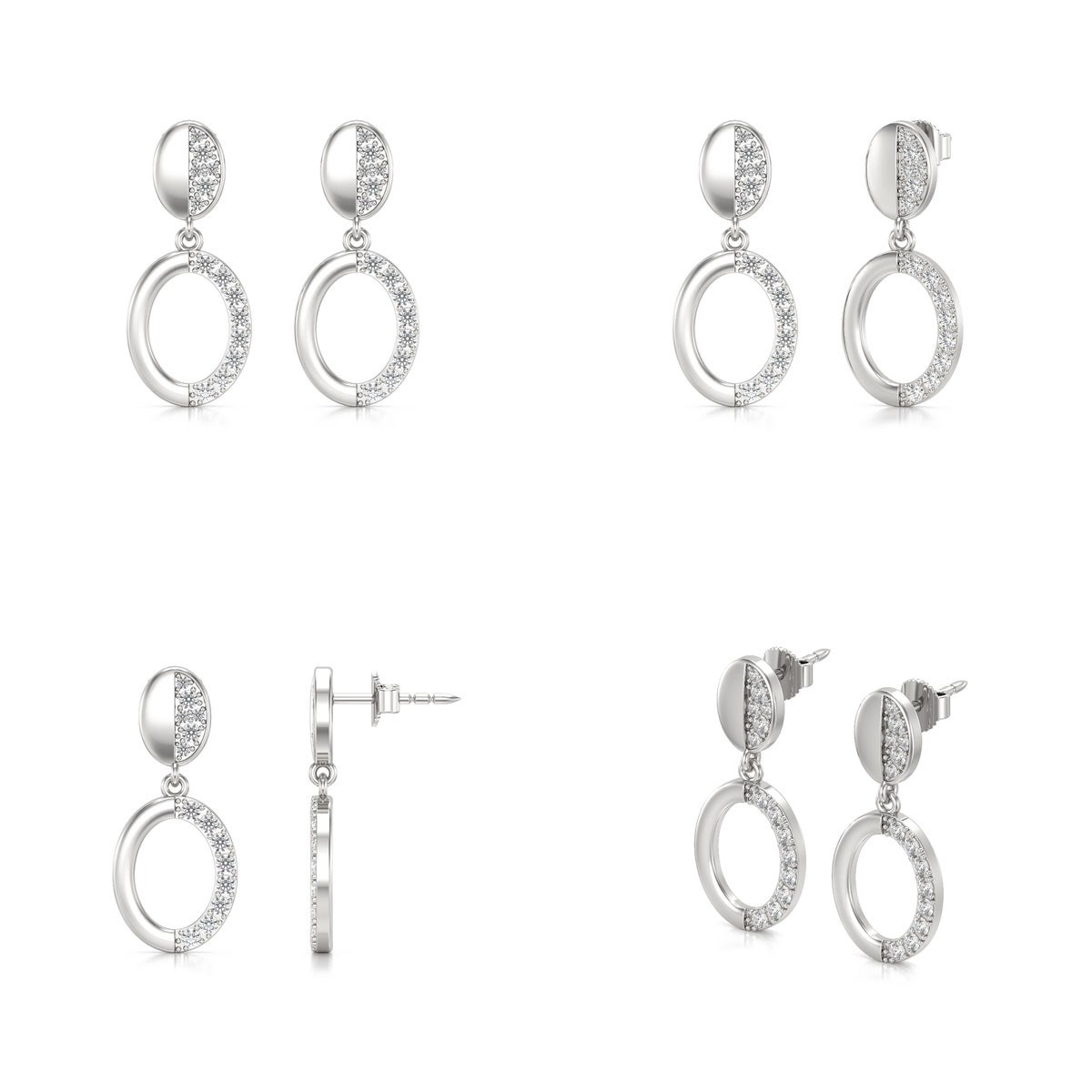 Boucles d'oreilles ADEN Diamants sur Argent 925 2.67grs