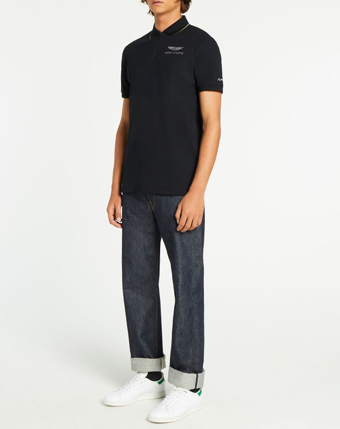 Hackett London Polo en jersey Regular Fit rayé Aston Martin Racing noir