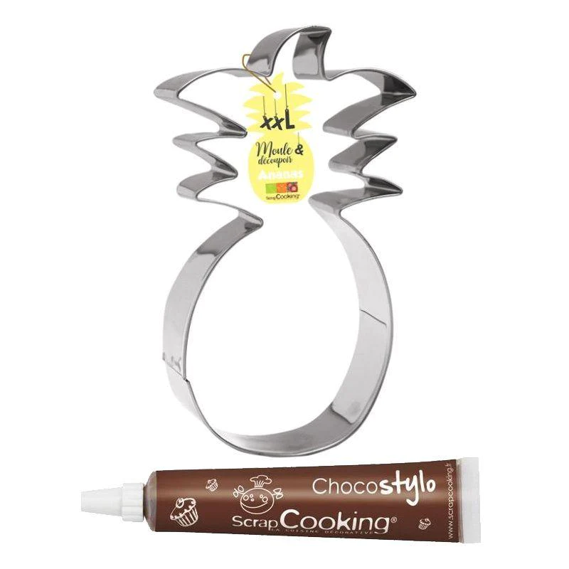 Découpoir à pâtisserie inox XXL Ananas + 1 Stylo chocolat Scrapcooking
