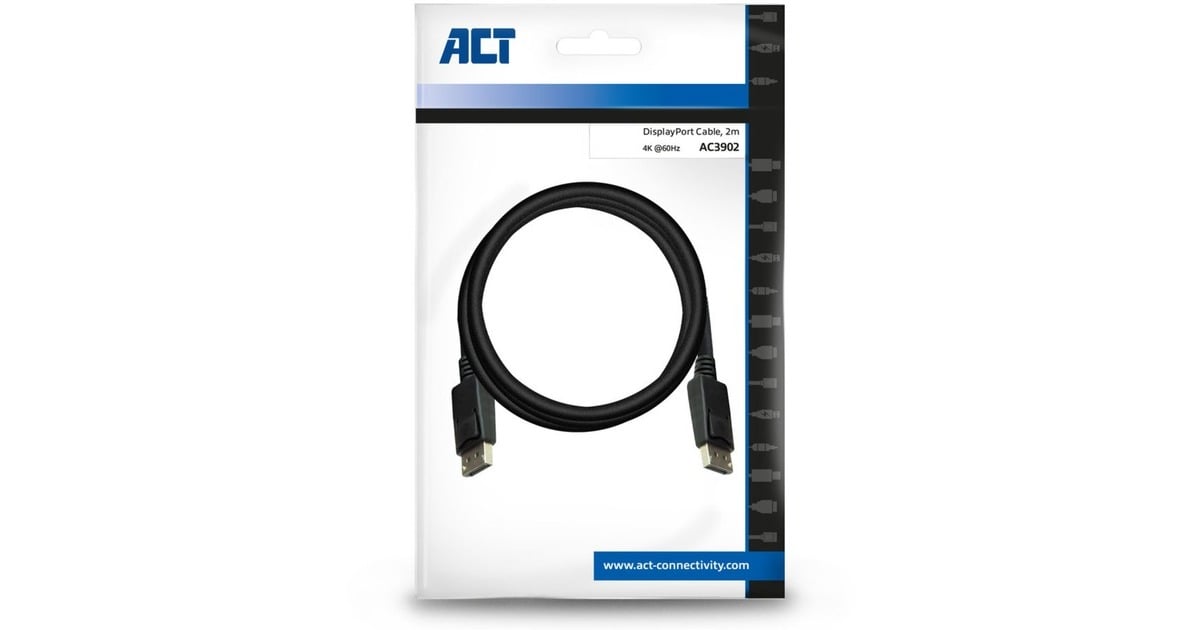 ACT Connectivity2 meter DisplayPort kabel male - male  (Zwart)