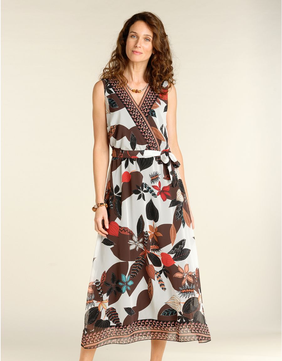 Robe longue chic marron