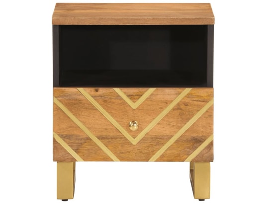 VIDAXL - Table de chevet marron et noir bois de manguier solide