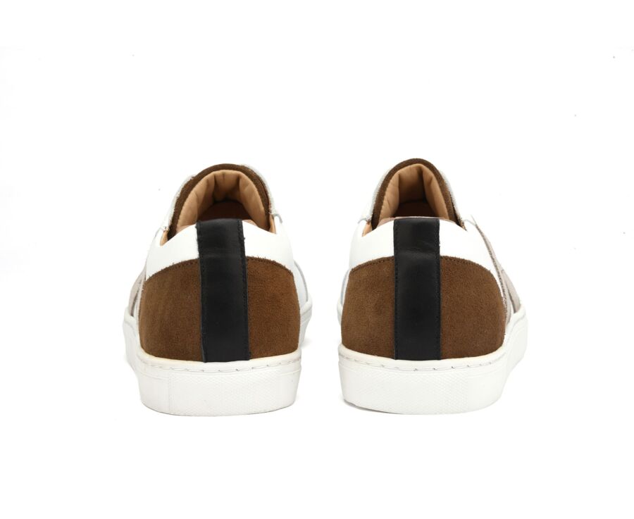 Sneakers homme Blanc et Velours Cognac - BRENTWOOD