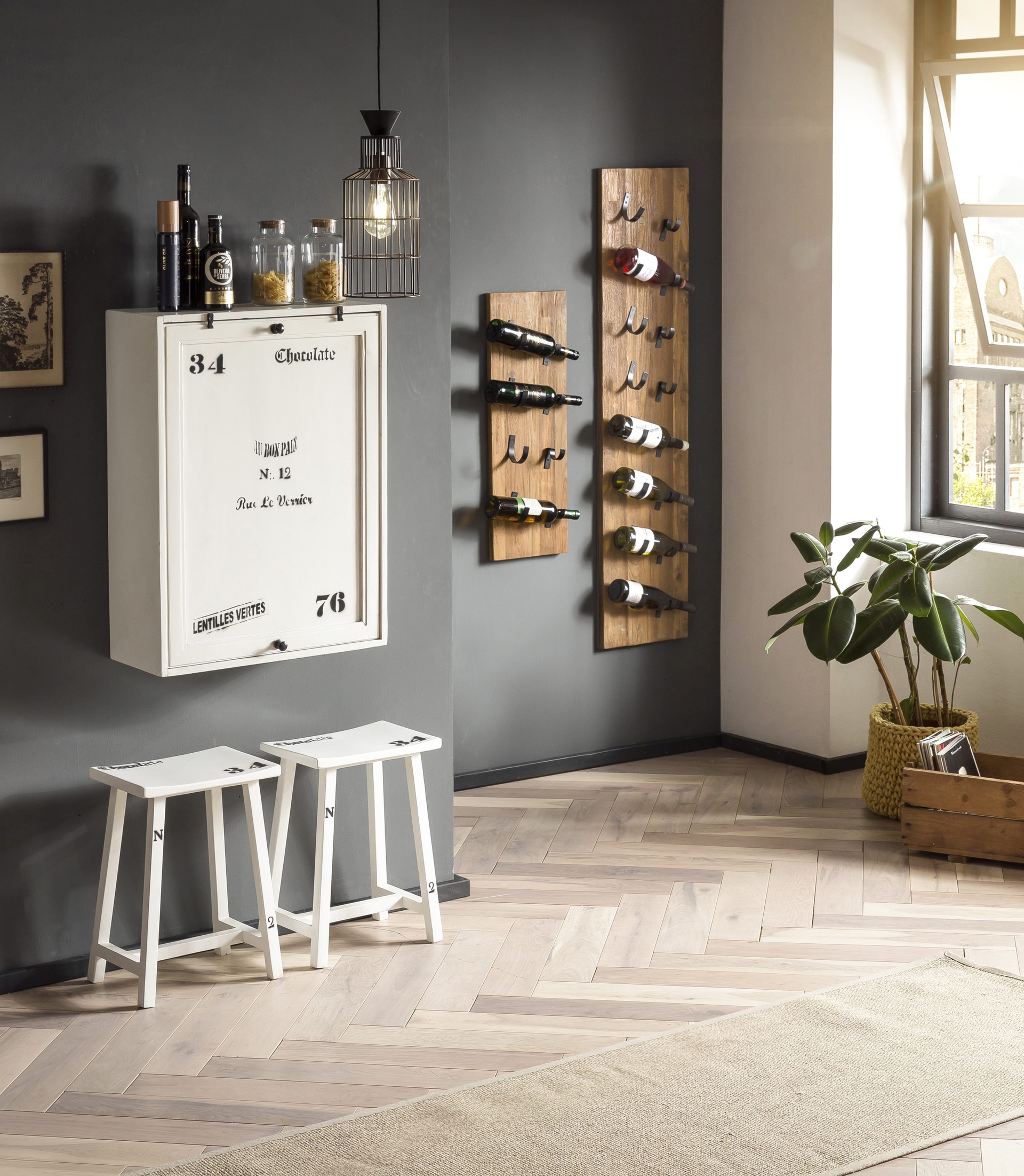 Weinregal 33 x 148 cm Teakholz
