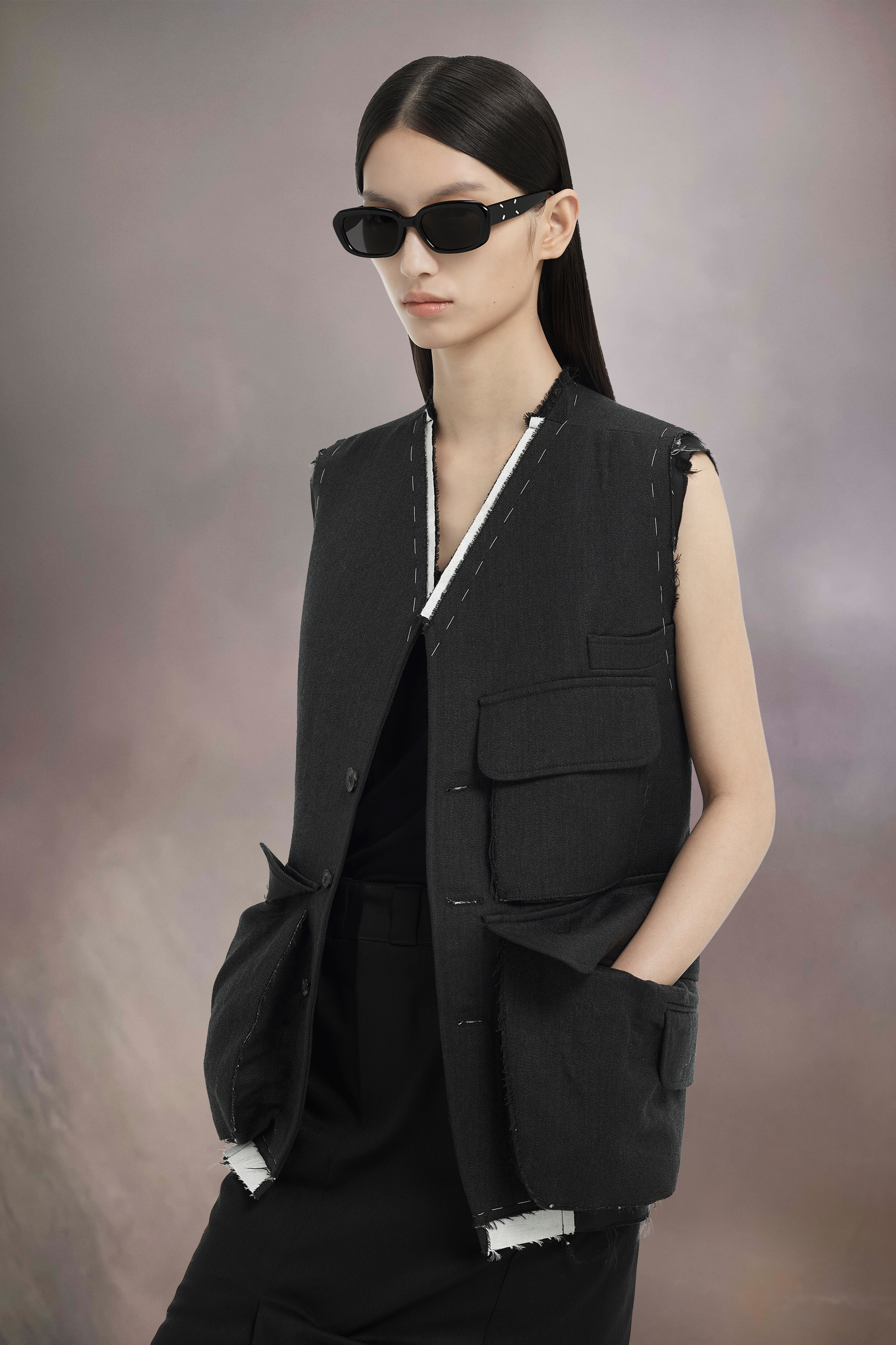 Lunettes de soleil rectangulaires noires x Gentle Monster​