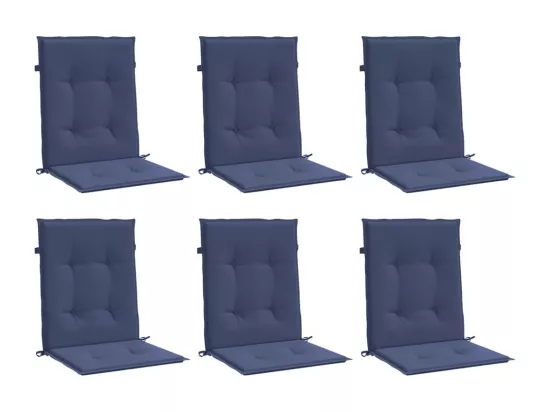 Coussins de chaise à dossier bas lot de 6 bleu marine tissu