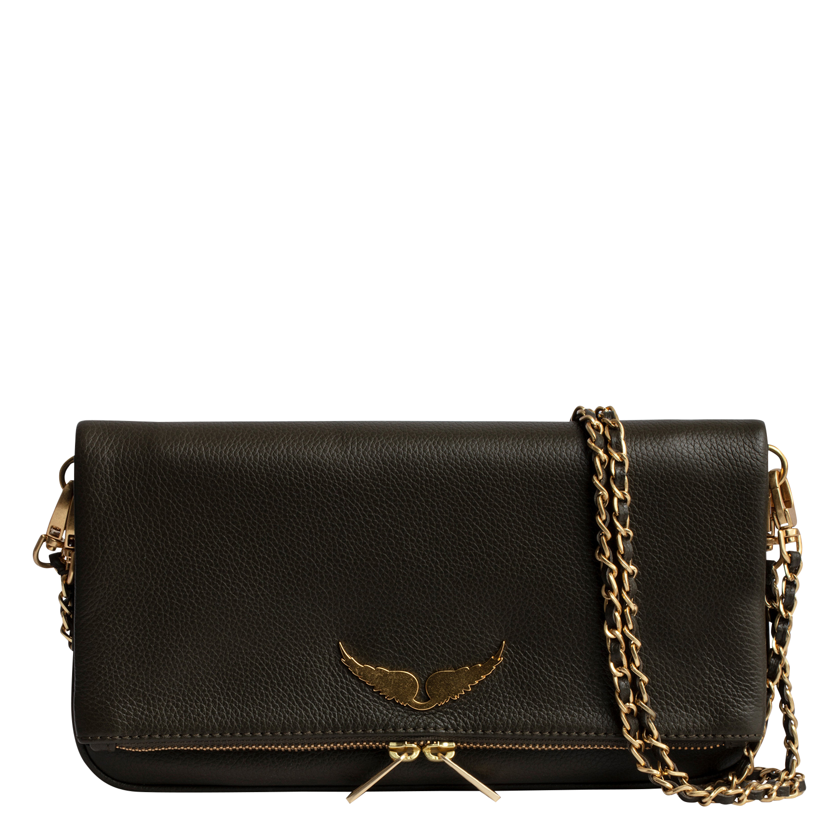 ROCK - Pochette en cuir chaînes en métal | Vert