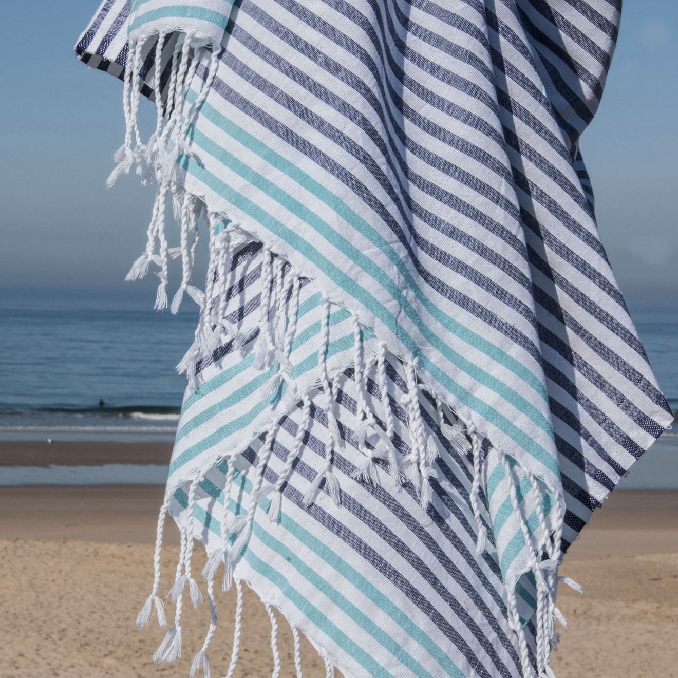 Febronie Fouta Bora Bora bleu grec/vert turquoise - 100x200 cm