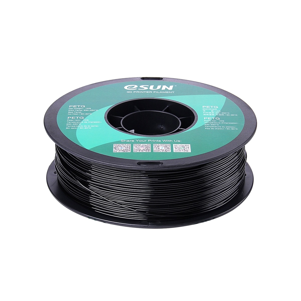 eSUN PETG 1.75mm 1kg - Solid Black