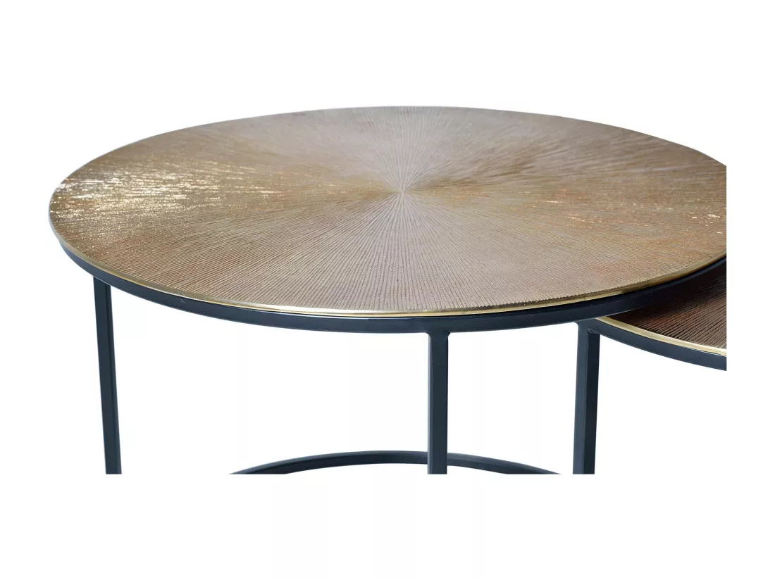 Table basse plateau bronze et pieds métal bronze Gris / plata.Giner y Colomer.
