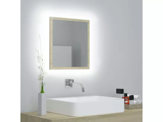 Miroir LED de salle de bain Chêne sonoma 40x8,5x37 cm Acrylique