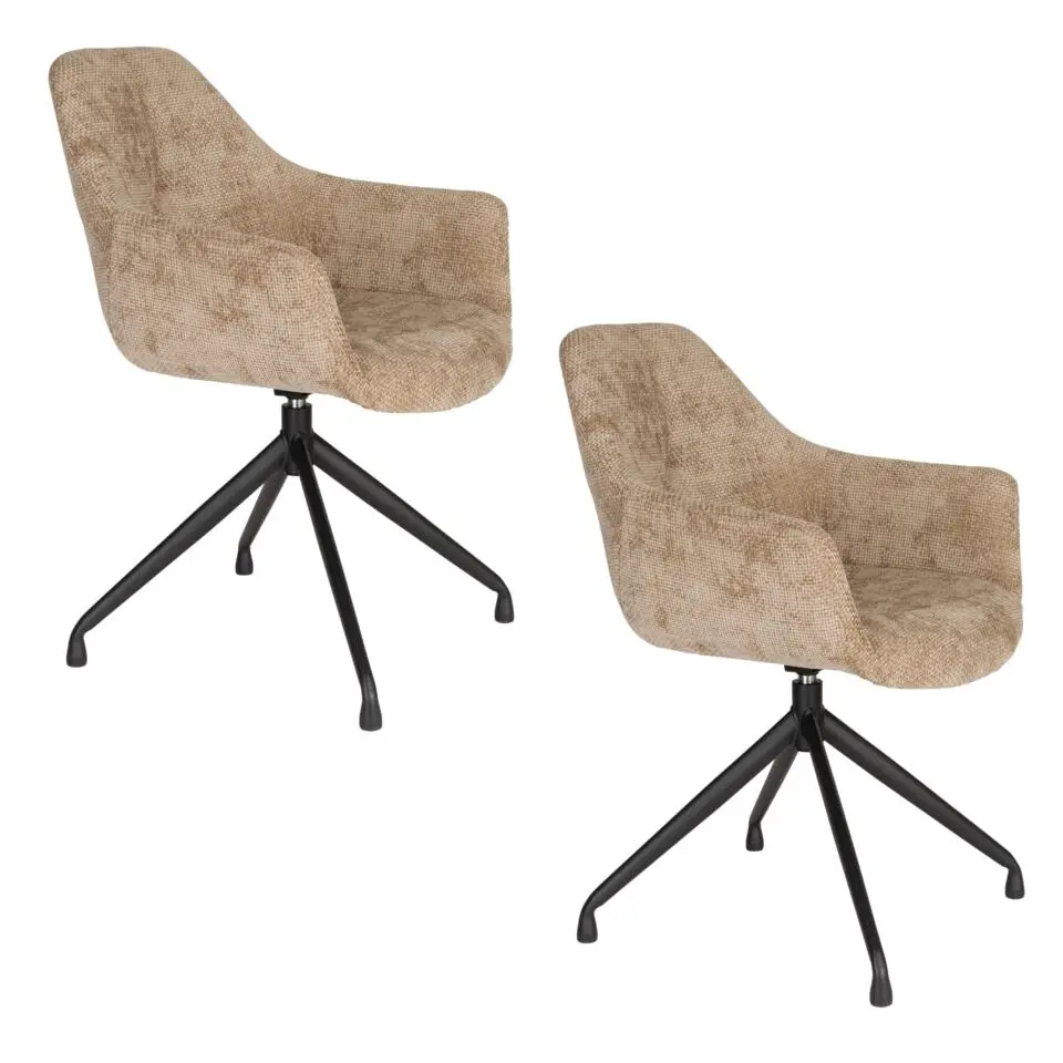 Housecraft Living Wiz Eetkamerstoelen Draaibaar Bruin - Set van 2