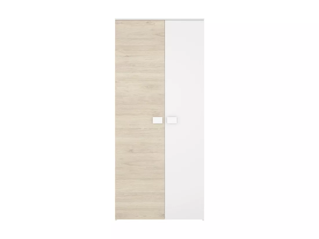 Garde-robe 2 portes Dcantla, Meubles de chambre, Penderie de plain-pied, Placard à vêtements, 90x53 h202 cm, Blanc et Chêne clair