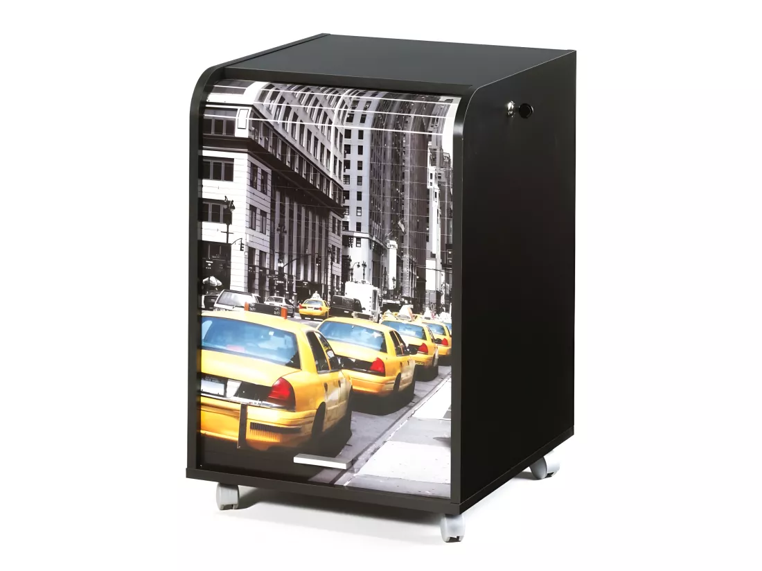 Caisson de Bureau Noir Sur Roulettes - Coloris: Taxis Jaunes 503