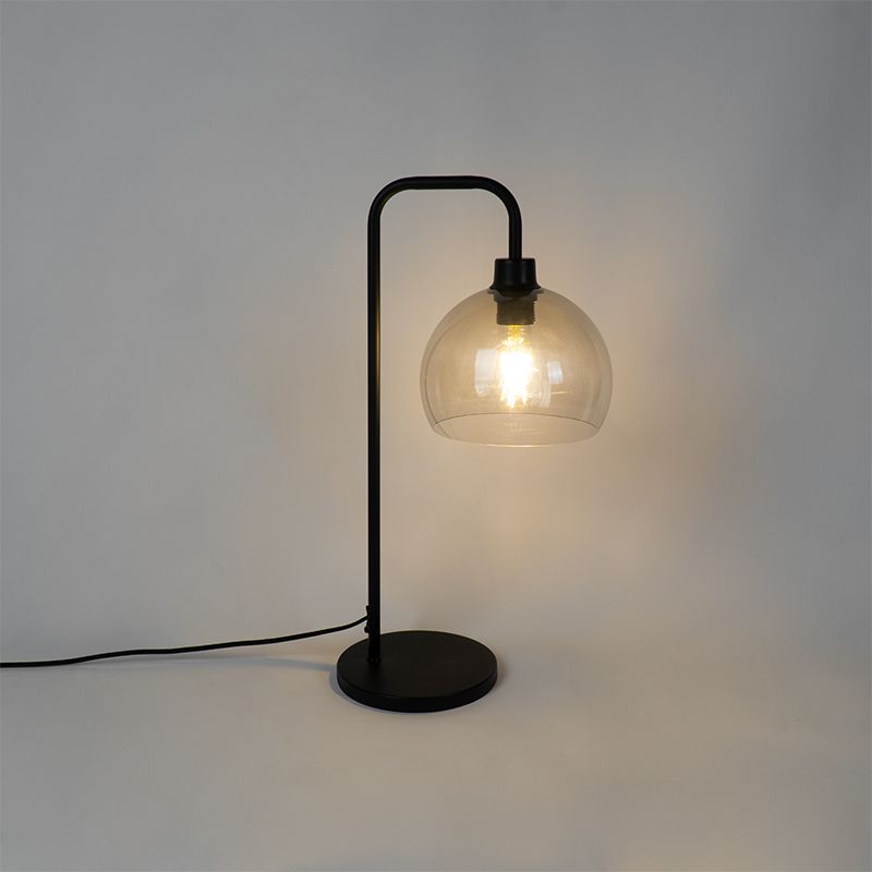Moderne tafellamp zwart met smoke kap - Maly