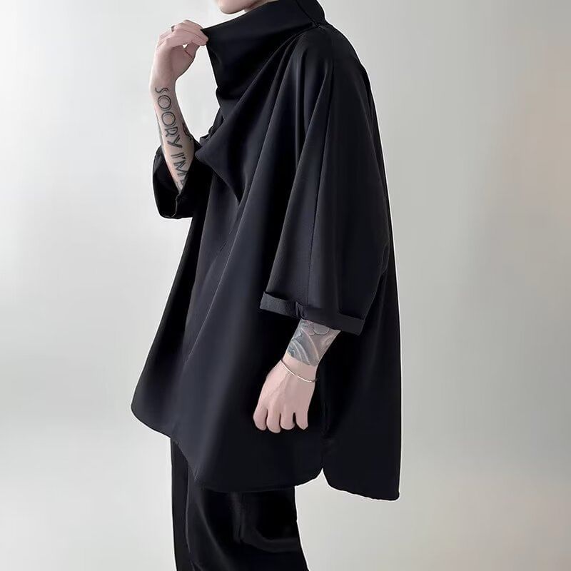Blueforce - T-shirt met driekwartmouwen en mockneck, effen